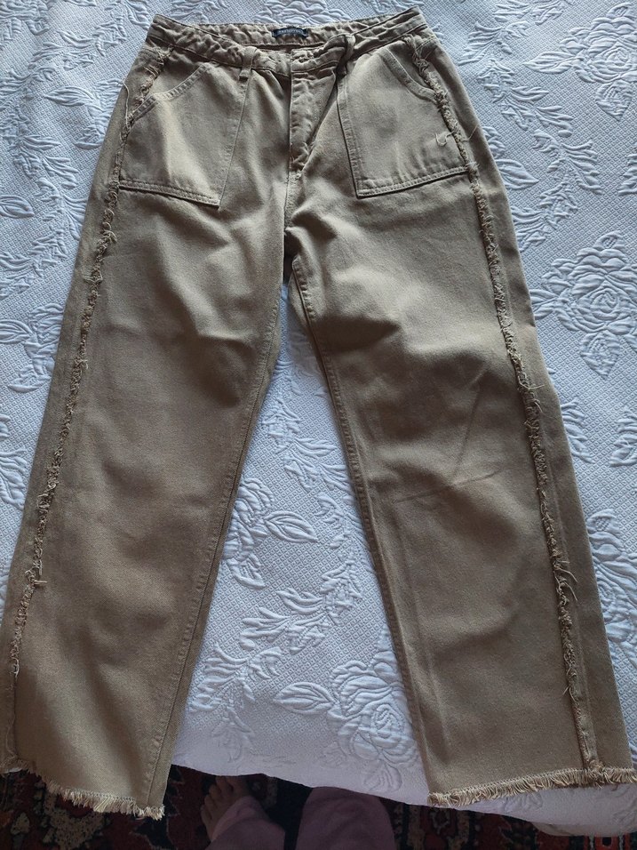 vizon Bol Kesim Keten  Kadın Pantolon - Görsel 2