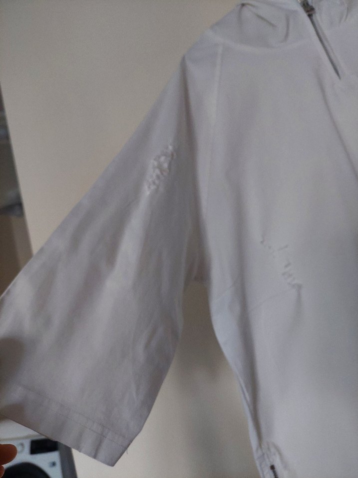 Kapüşonlu Fermuarlı Beyaz Midi Tunik - Görsel 3