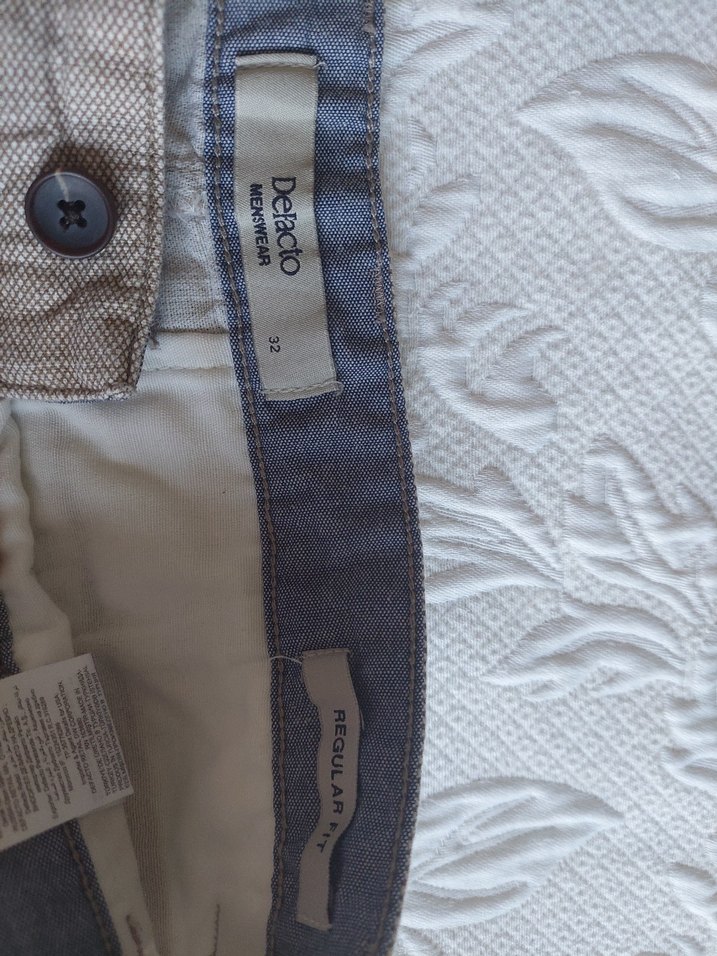 Erkek Bej Keten Rahat Kesim Şort - Görsel 5