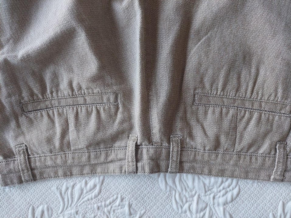 Erkek Bej Keten Rahat Kesim Şort - Görsel 3