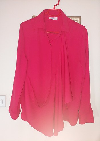 Kırmızı Kadın Drapeli Gömlek - Görsel 5