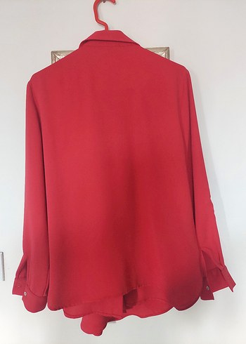 Kırmızı Kadın Drapeli Gömlek - Görsel 4