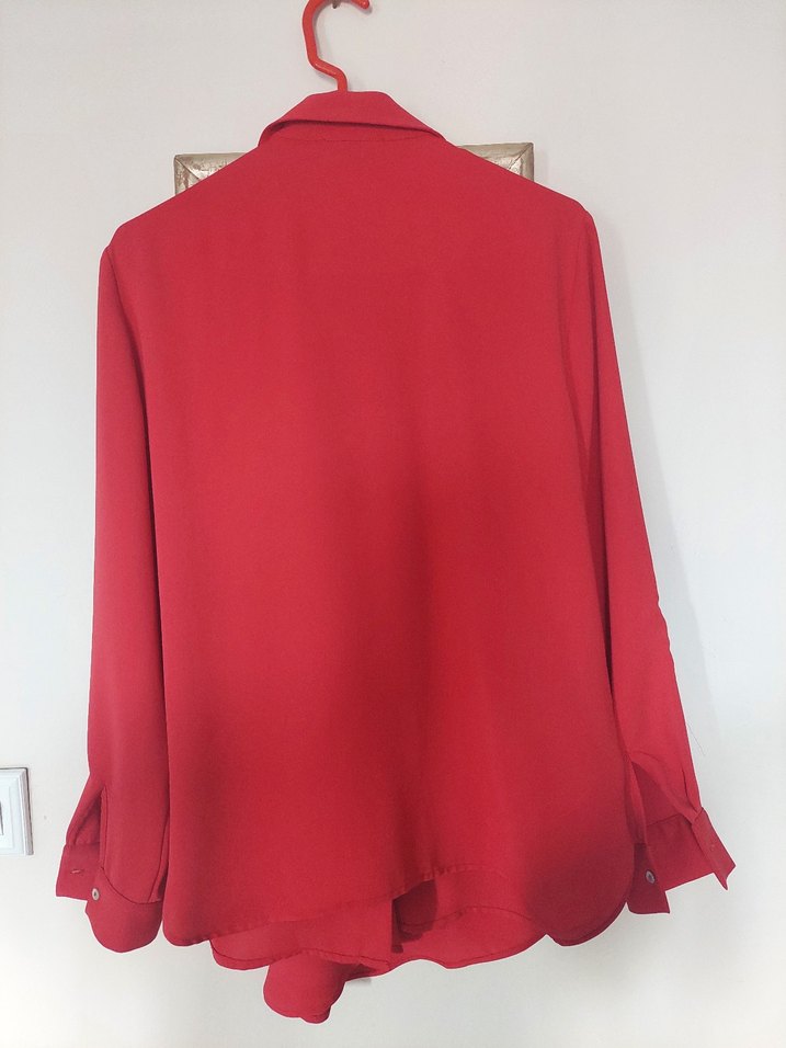Kırmızı Kadın Drapeli Gömlek - Görsel 4