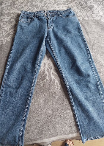 Düğmeli Mavi Denim erkek Jean - Görsel 3