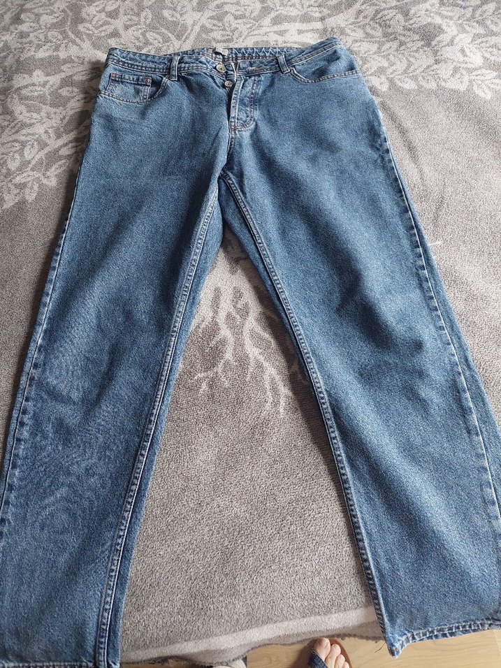 Düğmeli Mavi Denim erkek Jean - Görsel 3