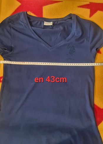 m Beden lacivert Renk U.S.Polo M beden Lacivert V Yaka Denim Kadın Tişört