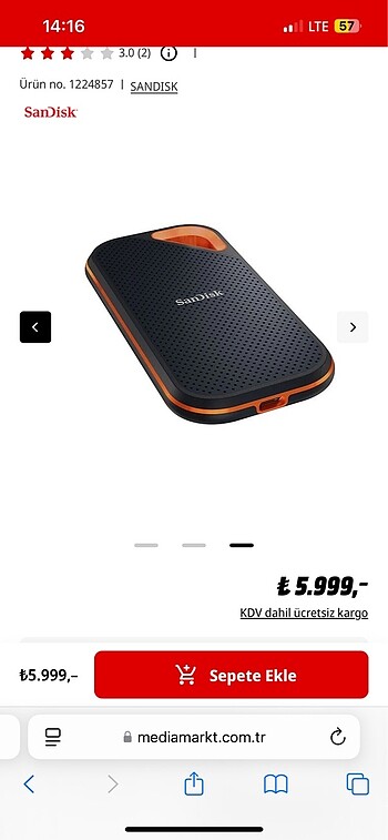 Beden SANDISK Extreme Pro 1 TB Portable SSD
