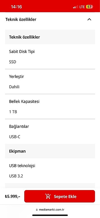 Beden Renk SANDISK Extreme Pro 1 TB Portable SSD