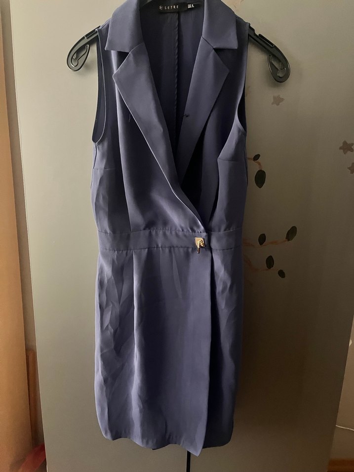 mavi şifon şık kadın elbisedi - Görsel 2