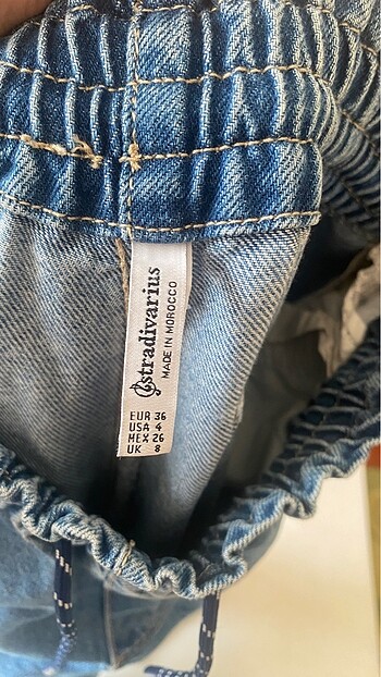 36 Beden mavi Renk Stradivarius beli lastikli jean