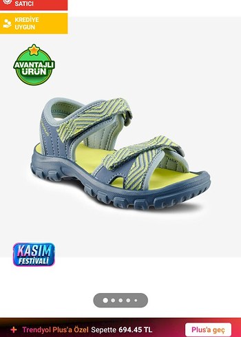 Sarı Gri Erkek Çocuk Cırt Cırtlı Sandalet - Görsel 5