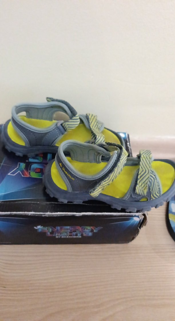 Sarı Gri Erkek Çocuk Cırt Cırtlı Sandalet - Görsel 2