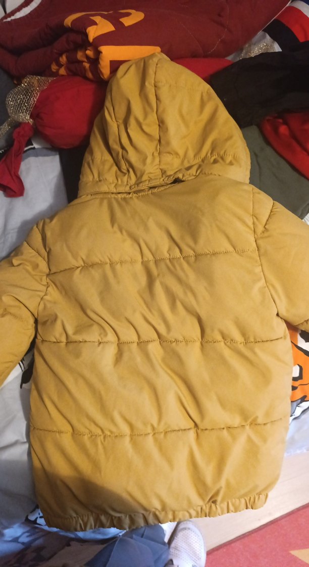 Erkek Çocuk Sarı Kapüşonlu Fermuarlı Mont - Görsel 3