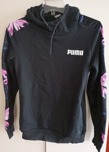 Puma Siyah Baskılı Kapüşonlu Sweatshirt - Görsel 2