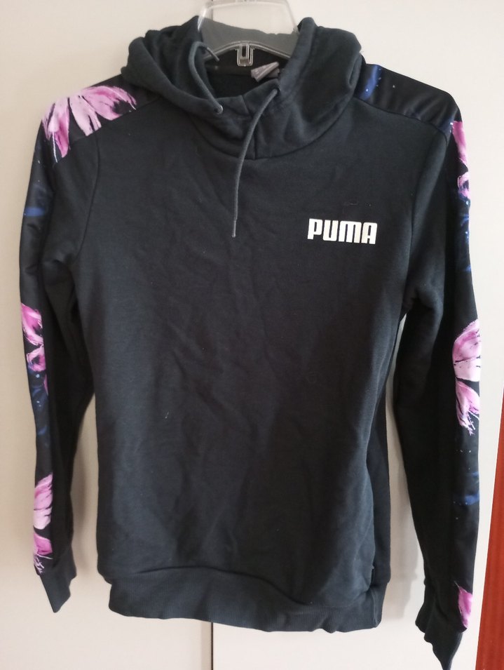 Puma Siyah Baskılı Kapüşonlu Sweatshirt - Görsel 2