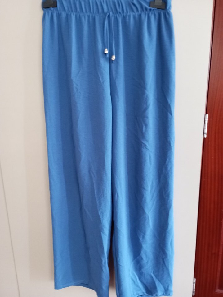 Mavi Kadın Keten Bol Kesim Pantolon - Görsel 2