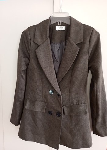 Düğmeli Kahverengi Kadın Blazer Ceket