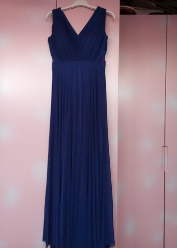 Lacivert Drapeli Uzun Abiye Elbise - Görsel 7