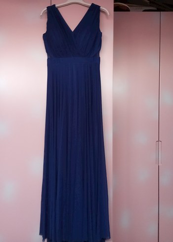 Lacivert Drapeli Uzun Abiye Elbise - Görsel 4