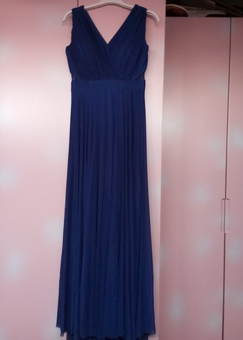 Lacivert Drapeli Uzun Abiye Elbise - Görsel 2