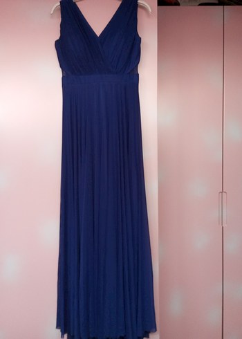 Lacivert Drapeli Uzun Abiye Elbise - Görsel 9