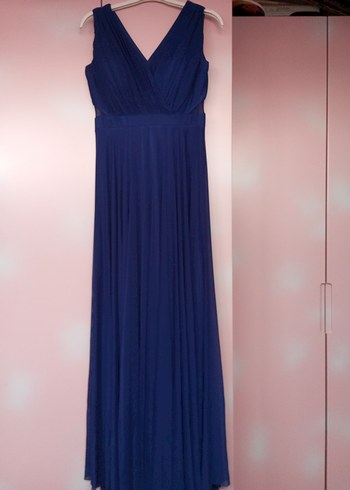 Lacivert Drapeli Uzun Abiye Elbise - Görsel 5