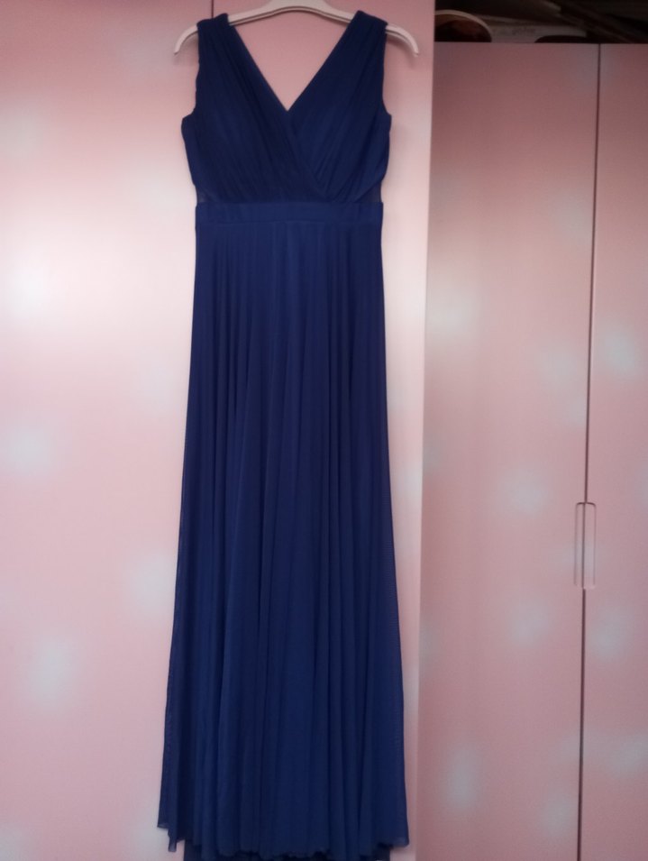 Lacivert Drapeli Uzun Abiye Elbise - Görsel 2