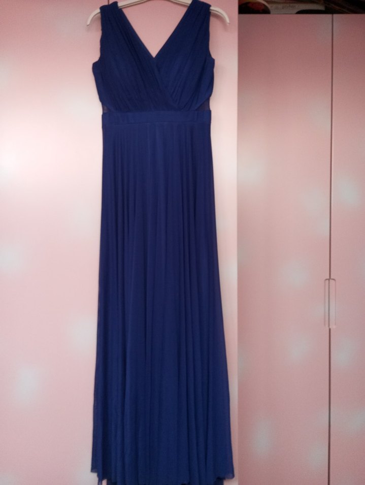 Lacivert Drapeli Uzun Abiye Elbise - Görsel 3