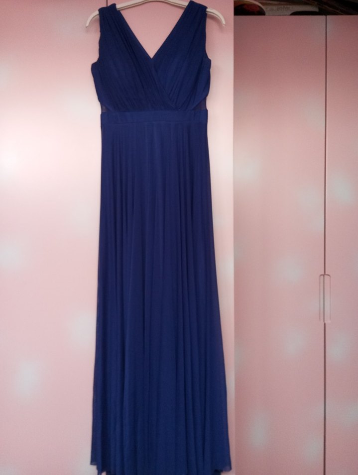 Lacivert Drapeli Uzun Abiye Elbise - Görsel 5