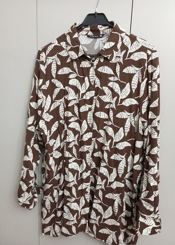 Kadın Kahverengi Desenli Uzun Kollu
 Gömlek 3xl - Görsel 5