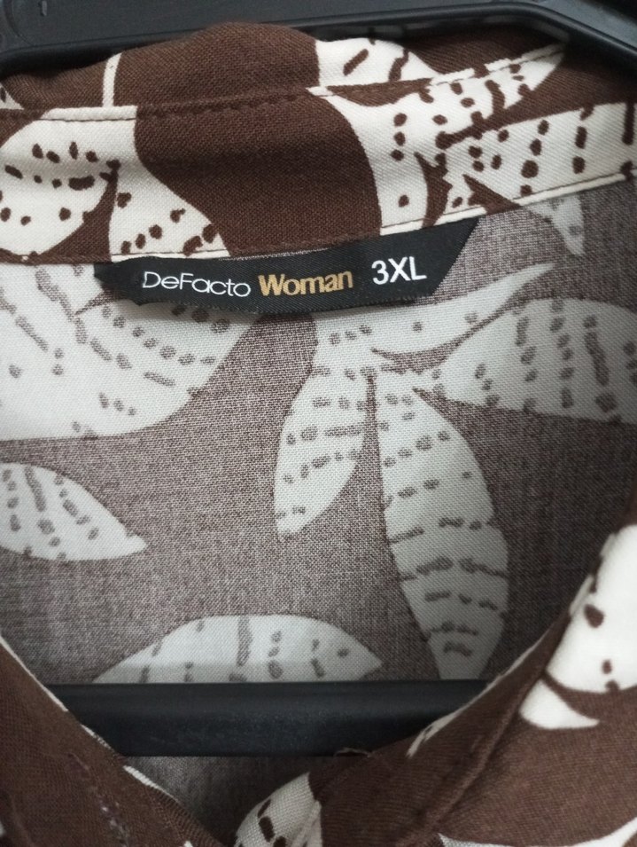 Kadın Kahverengi Desenli Uzun Kollu
 Gömlek 3xl - Görsel 4