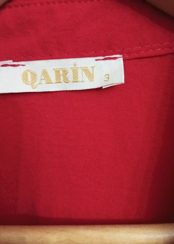 Düğmeli Kırmızı Uzun Kadın gömlek Tunik - Görsel 3