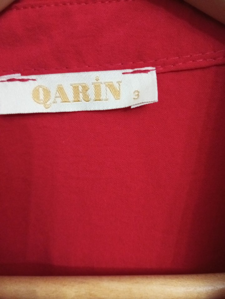 Düğmeli Kırmızı Uzun Kadın gömlek Tunik - Görsel 3