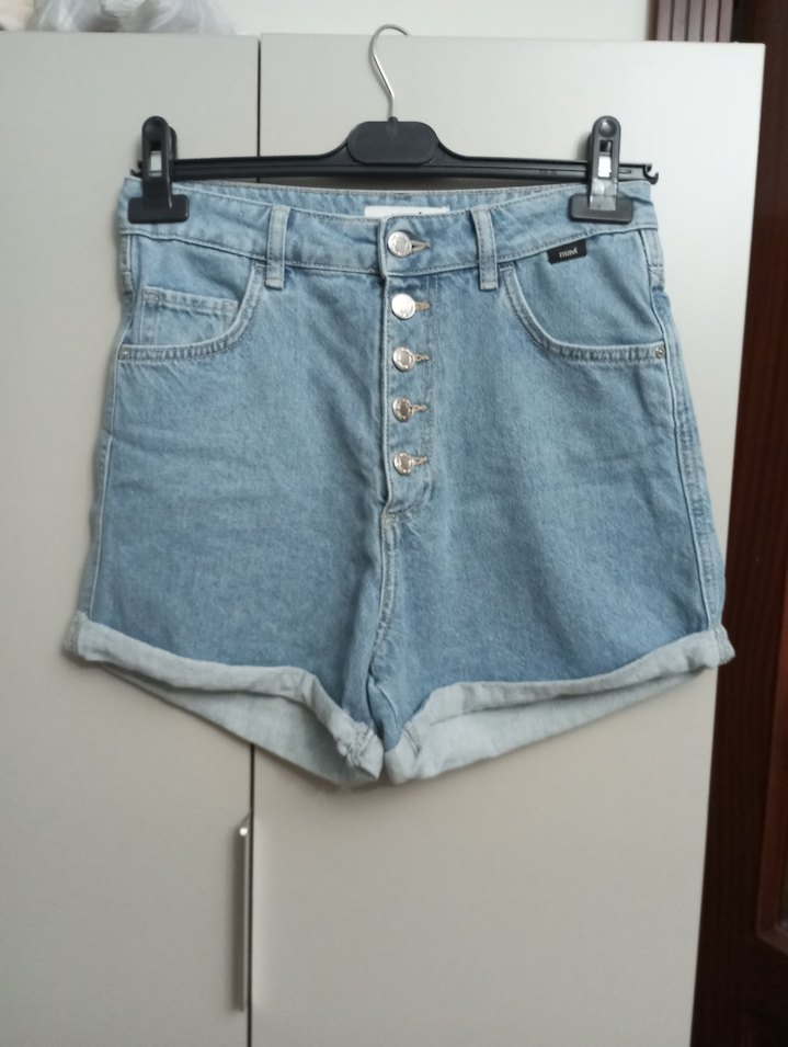 Mavi Düğmeli Mini Denim Şort vendy - Görsel 3