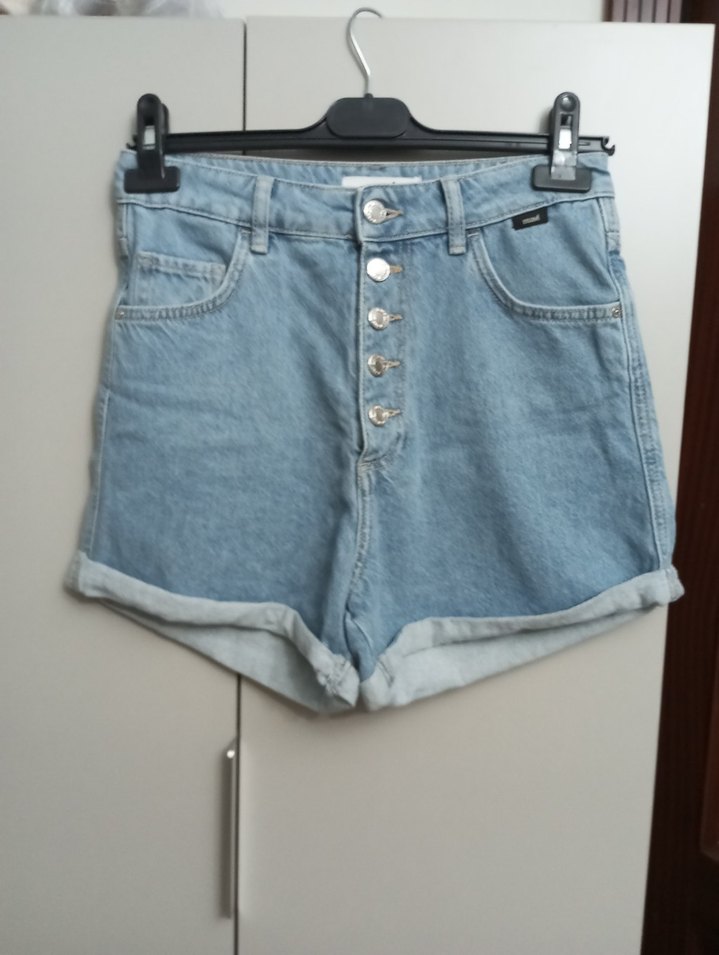 Mavi Düğmeli Mini Denim Şort vendy - Görsel 2