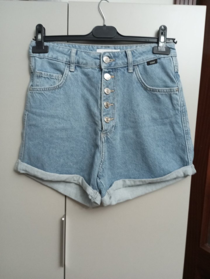 Mavi Düğmeli Mini Denim Şort vendy - Görsel 4