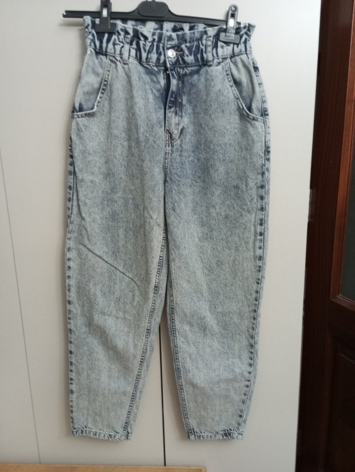 Gri Bağcıklı Salaş Kadın Kot Pantolon - Görsel 2