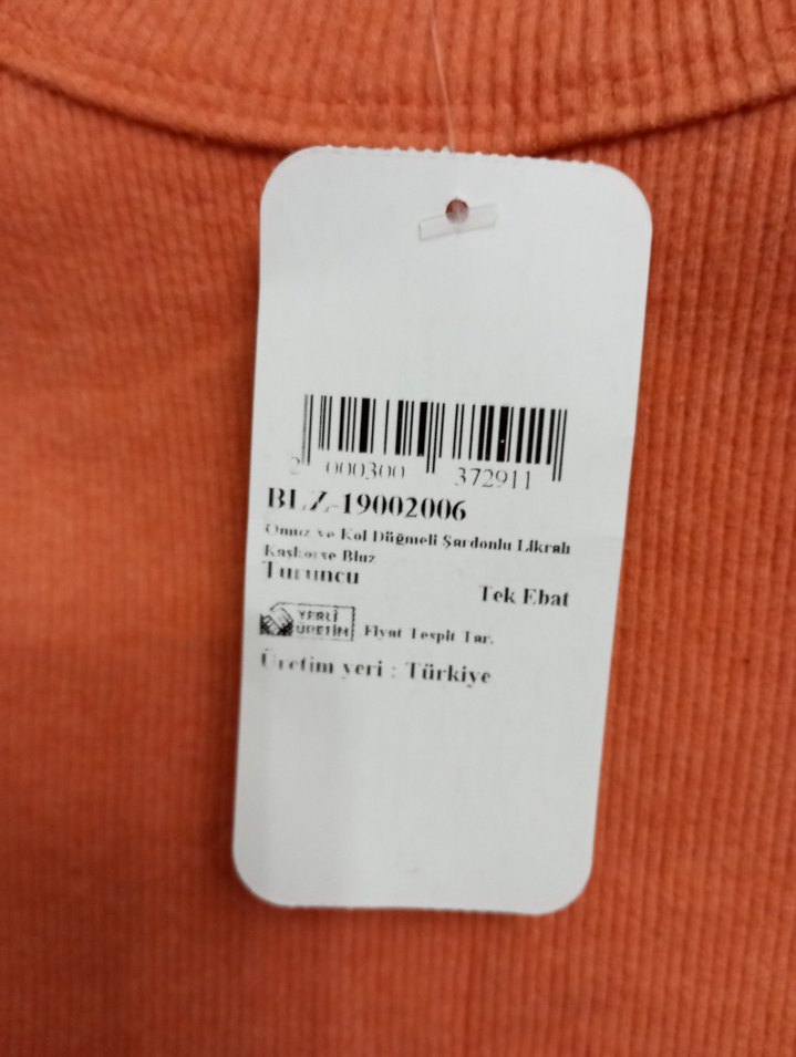 Düğmeli Turuncu Kadın İnce Triko Kazak - Görsel 4