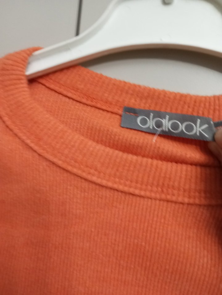 Düğmeli Turuncu Kadın İnce Triko Kazak - Görsel 5