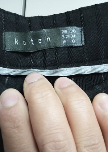 siyah Çizgili Pilili Kadın Kumaş Pantolon - Görsel 6