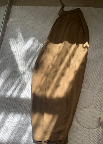 Bej Kadın Keten Midi Pantolon