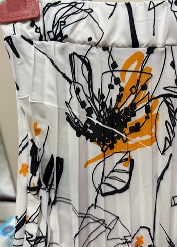 Baskılı Pilili Uzun Kadın Etek - Görsel 4