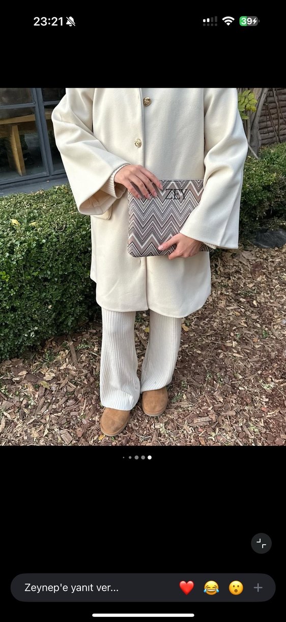 Beyaz Midi Kadın kaban - Görsel 5