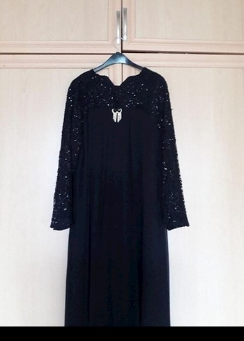 Siyah Uzun Kollu Salaş Siyah Abiye Elbise - Görsel 2