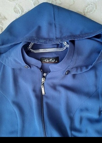 Uzun Lacivert Nakışlı Kadın Elbise - Görsel 3