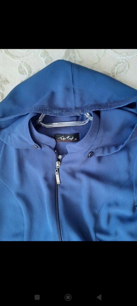 Uzun Lacivert Nakışlı Kadın Elbise - Görsel 3