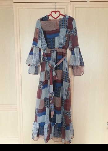 Bohem Tarzı Uzun Kemerli Kadın Elbise - Görsel 2