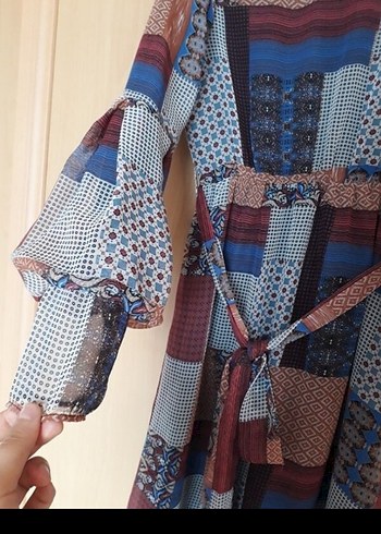 Bohem Tarzı Uzun Kemerli Kadın Elbise - Görsel 4