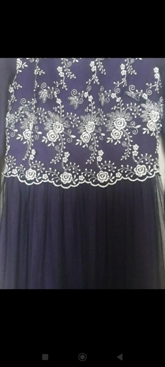 Mor Nakışlı Uzun Kollu Tesettür Abiye Elbise - Görsel 4