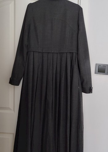 Düğmeli Uzun Gri Kadın Kaban kışlık pardesü abacı - Görsel 4